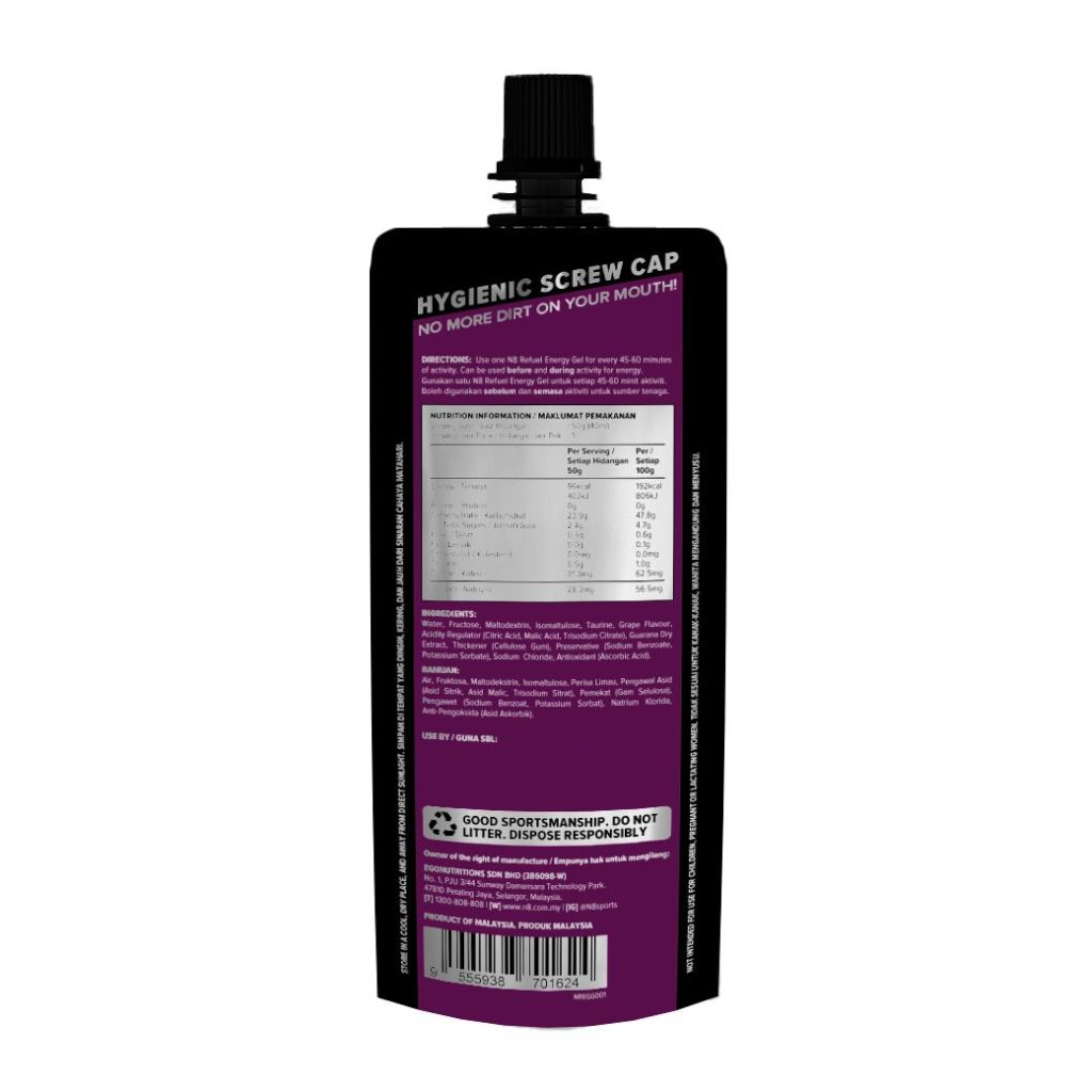 N8 Refuel Grape flavored Energy Gel